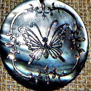 Abalone Butterfly Relief on Sarah Cov Snake Chain